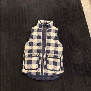 Checkered Puffer Vest with Pockets